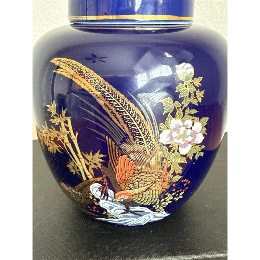 Vintage Asian Cobalt Blue Gold Oriental 5